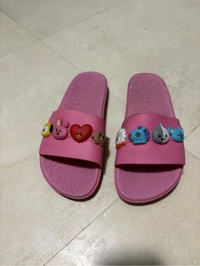 Melissa Pink Slide Sandals with Character Charms